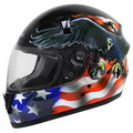 Glossy Dual-Visor Full-Face Motorcycle Helmet / U.S. Flag & Eagle Graphics